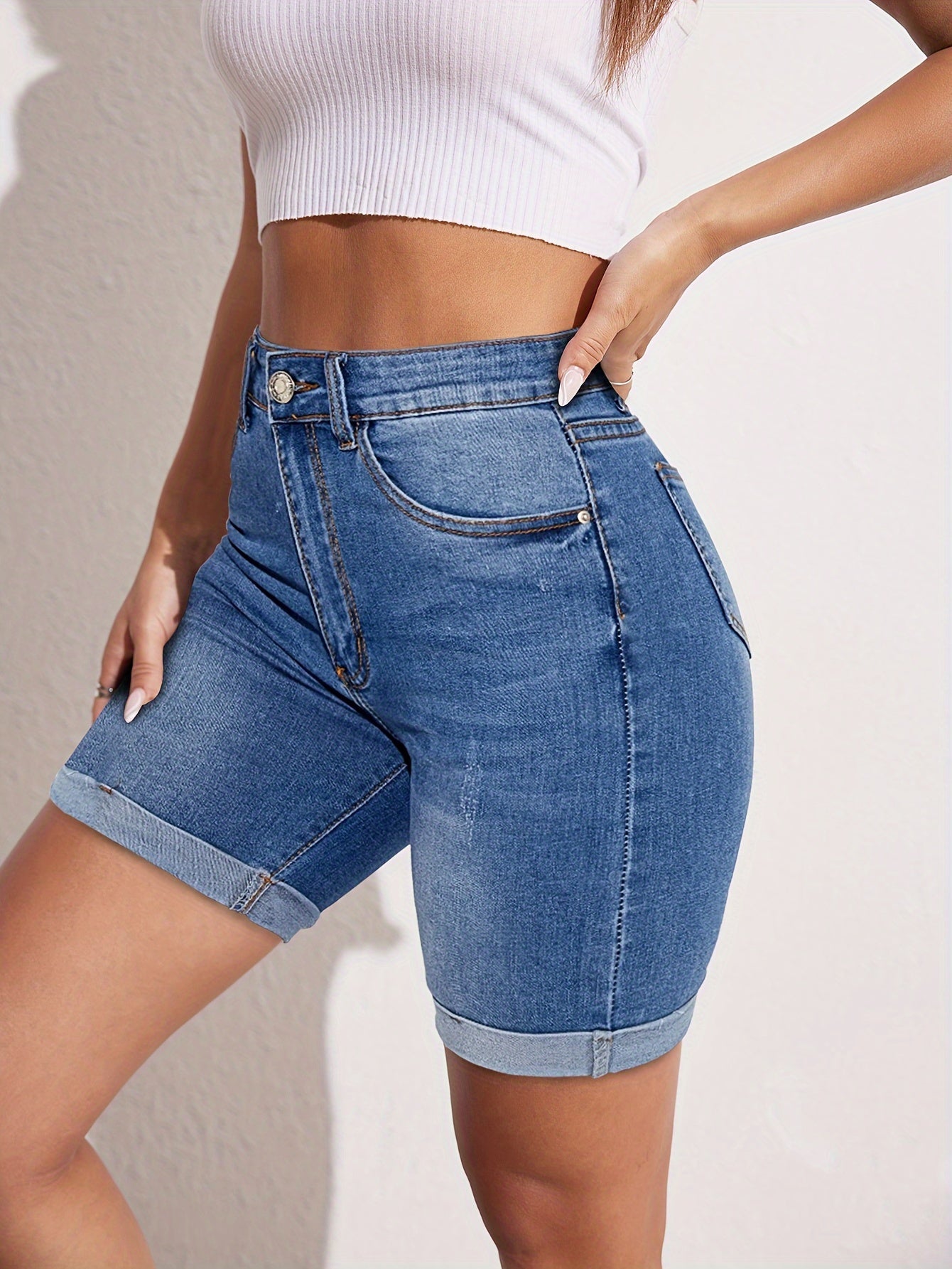 Comfortable Fit Bermuda Denim Shorts
