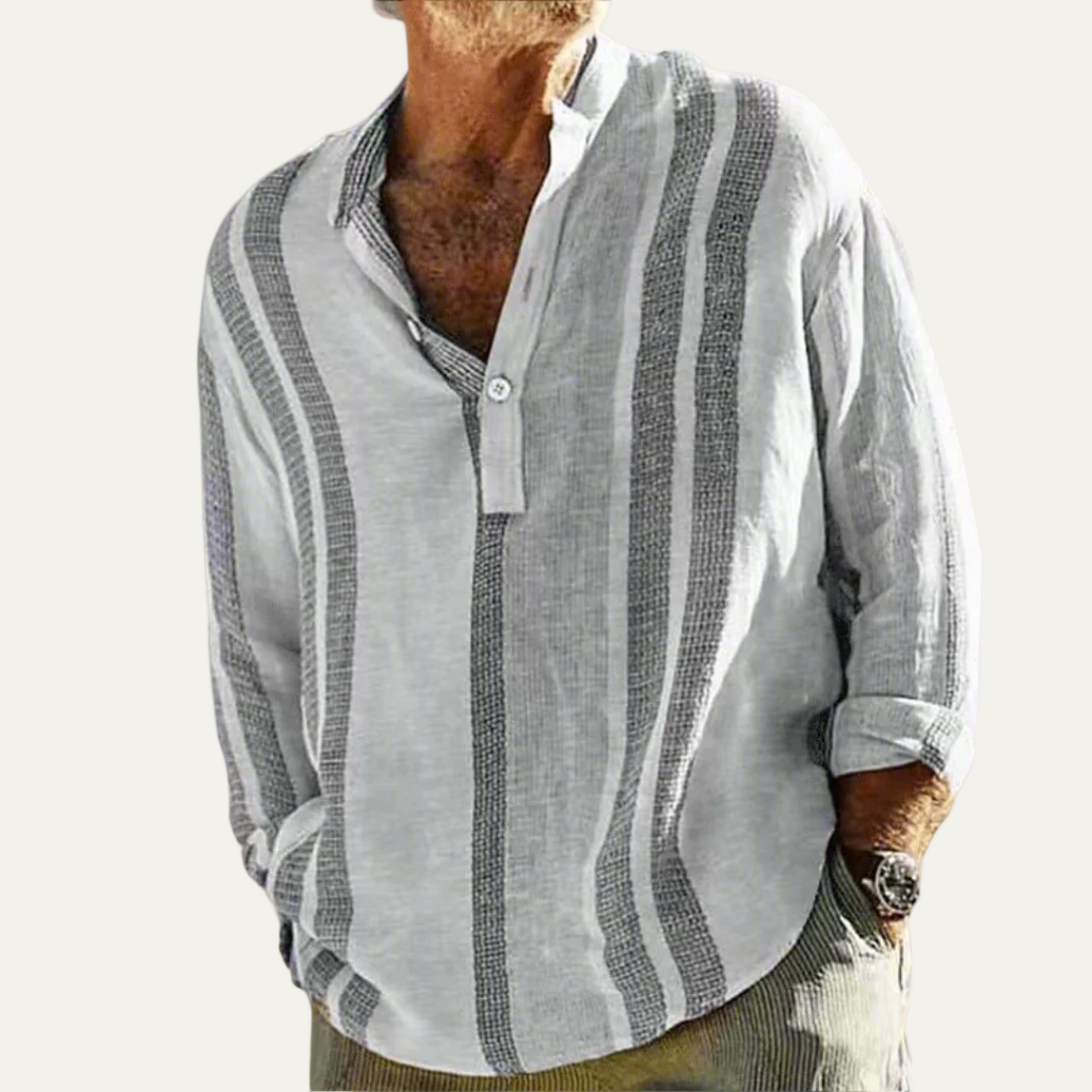Relaxed Fit Striped Linen Casual Shirt