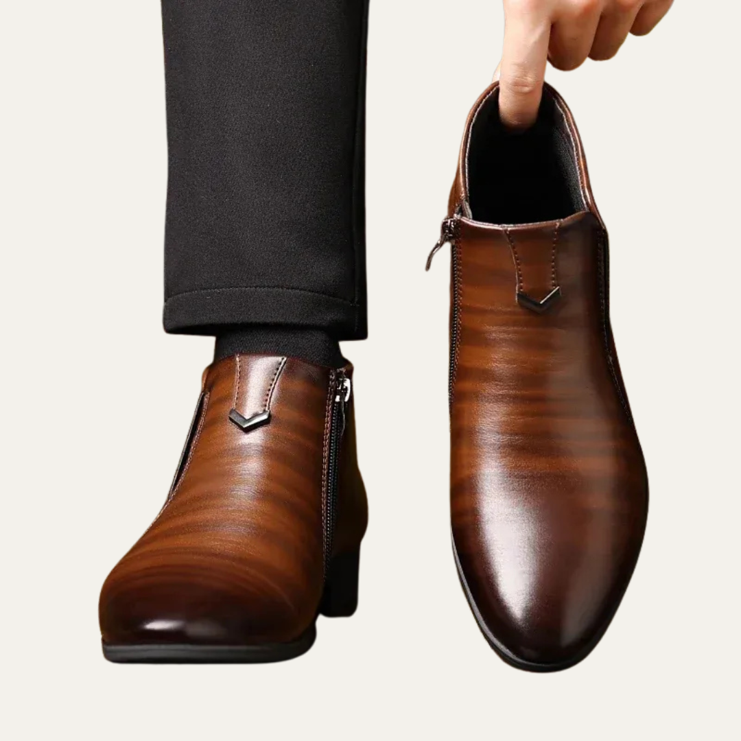 Smart Leather Mens Boots with Side Zip