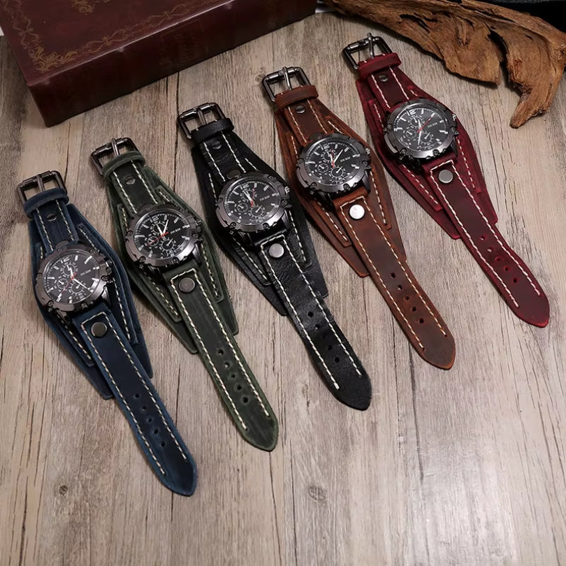 Classic Leather Mens Watch | Brown Handmade Strap