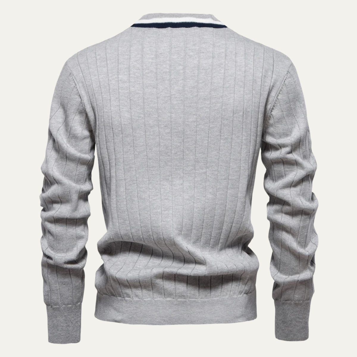 Men's Classic Crew Neck Striped Sweater Cardigan