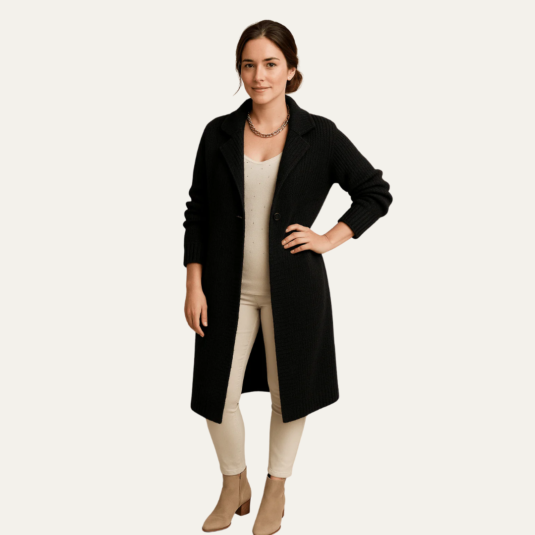 Ladies Thick Cable Knit Hooded Coat