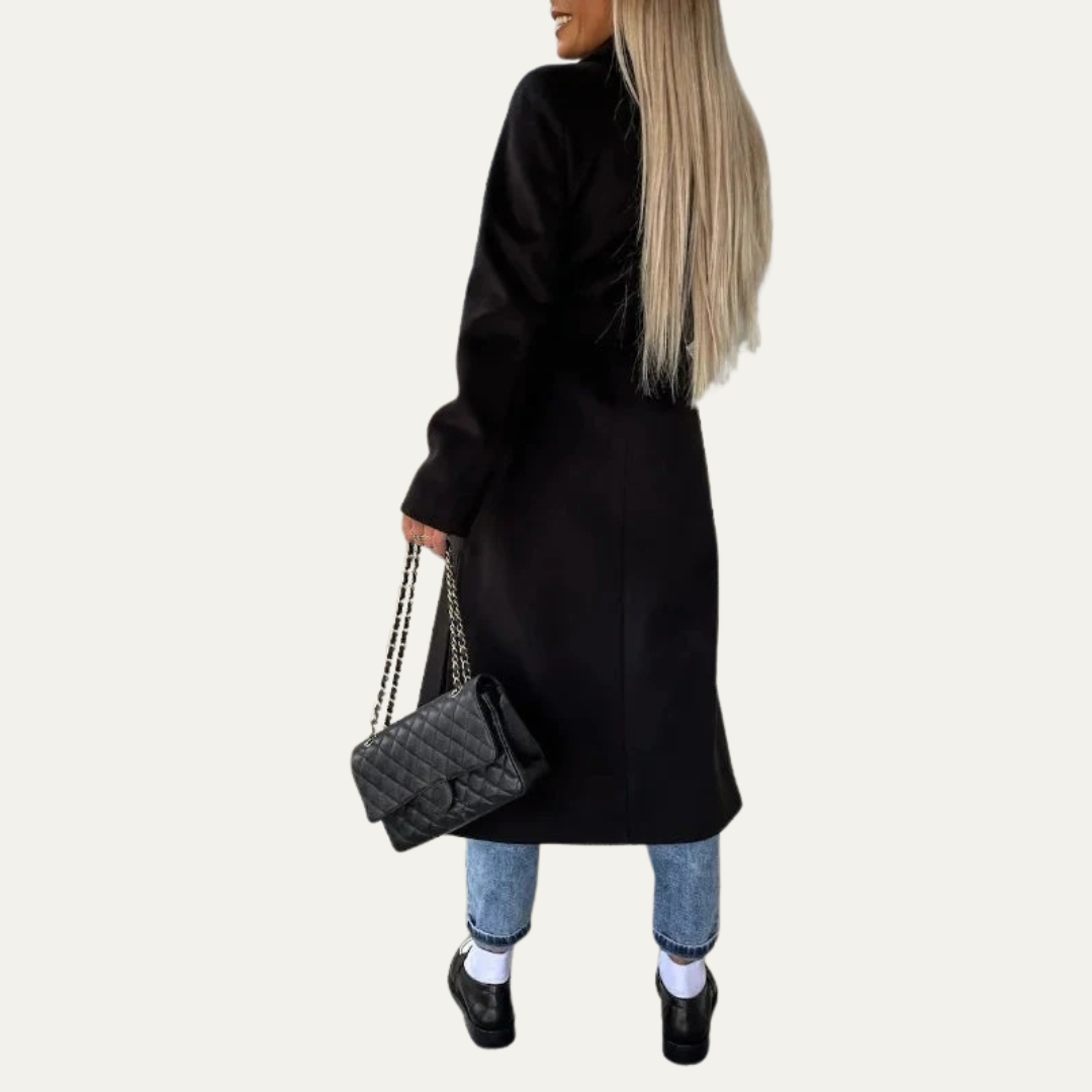 Classic Fit Women's Coat with Notched Collar