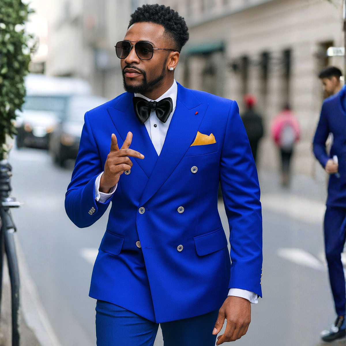 Slim Fit Men's Navy Blue Double Breasted Blazer Jacket