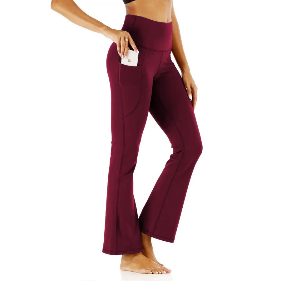 Relaxed Fit High Waist Flare Leg Pants