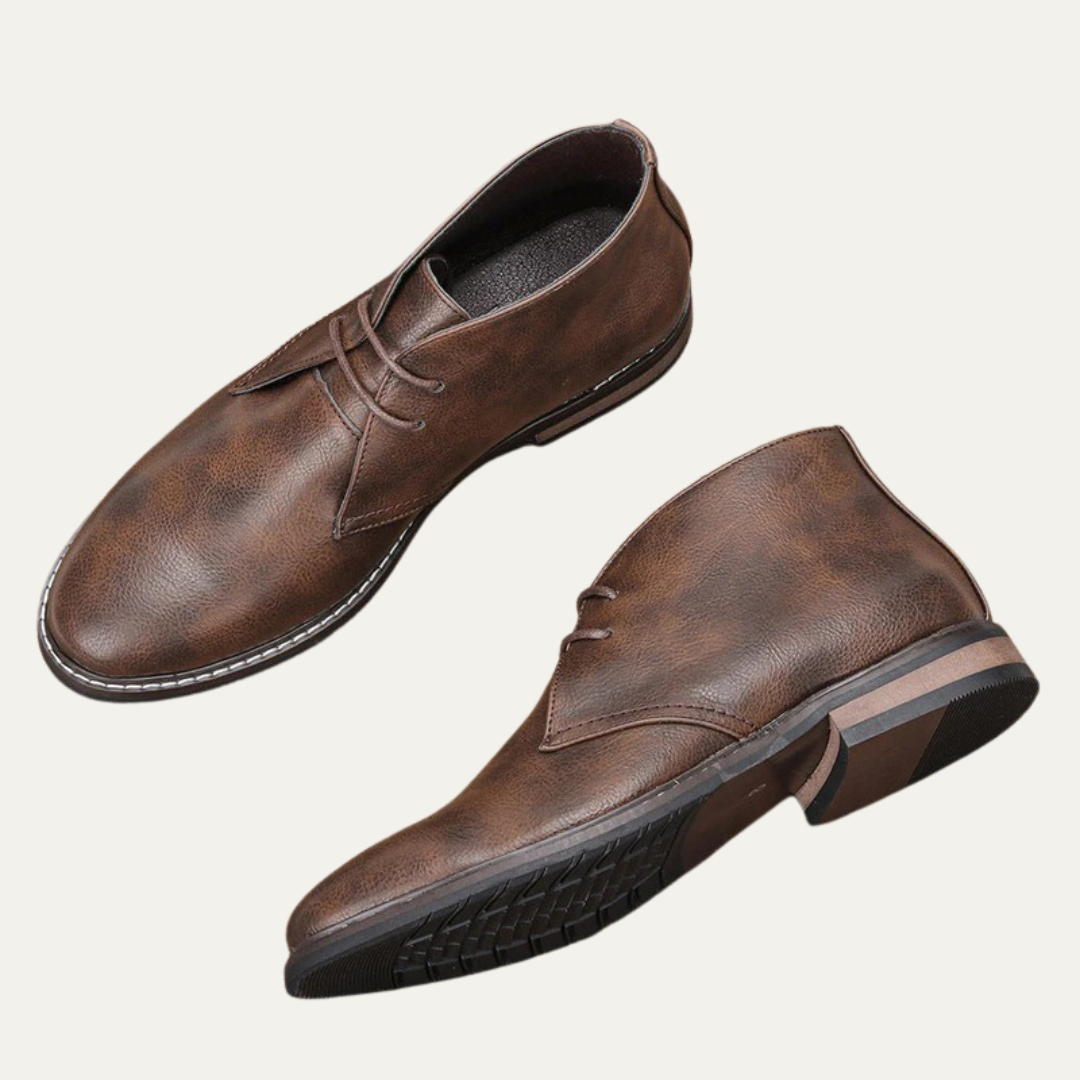 Simple Brown Leather Chukka Boots