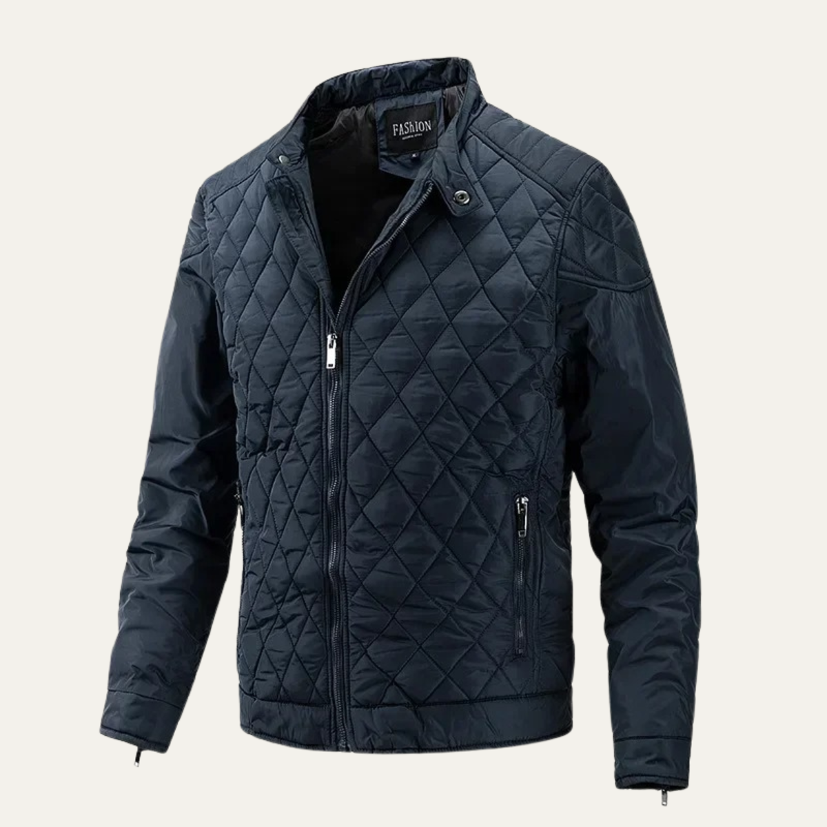 Men's Leather Biker Quilted Jacket