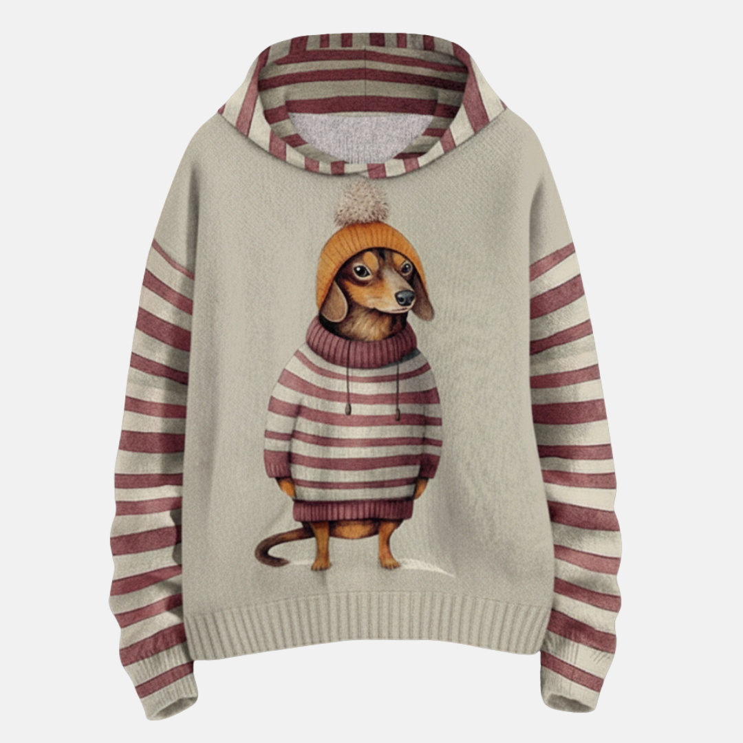 Casual Women's Hoodie with Fun Dog Graphic