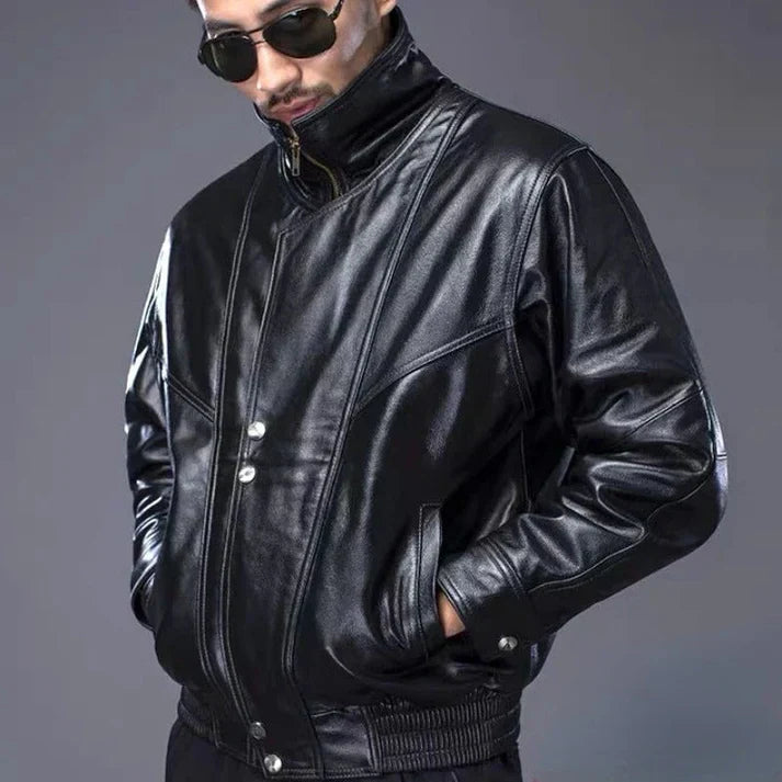 Men's Vintage Leather Motorcycle Jacket - OutfitLondon