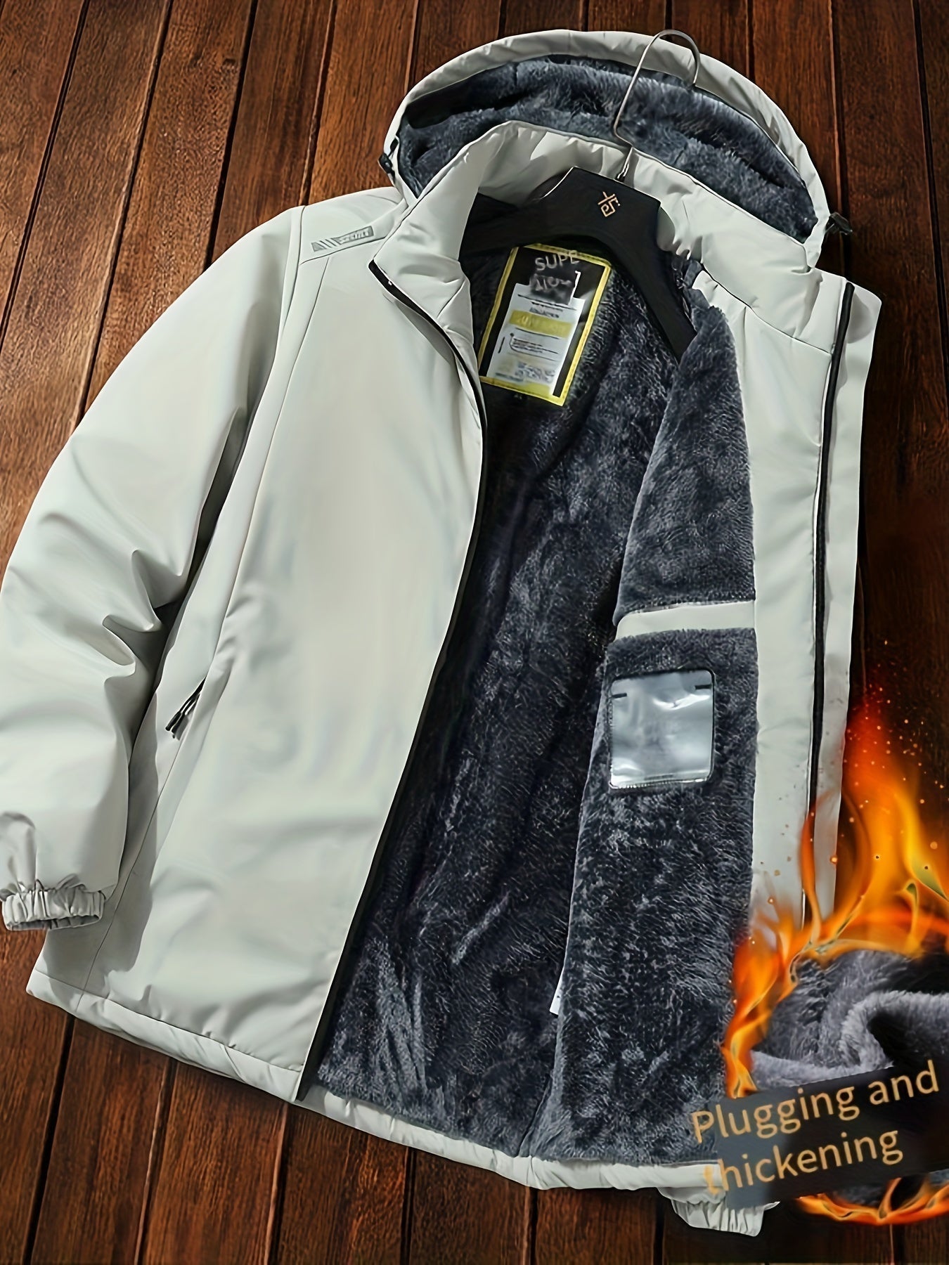 Warm Waterproof Mens Puffer Fleece Jacket