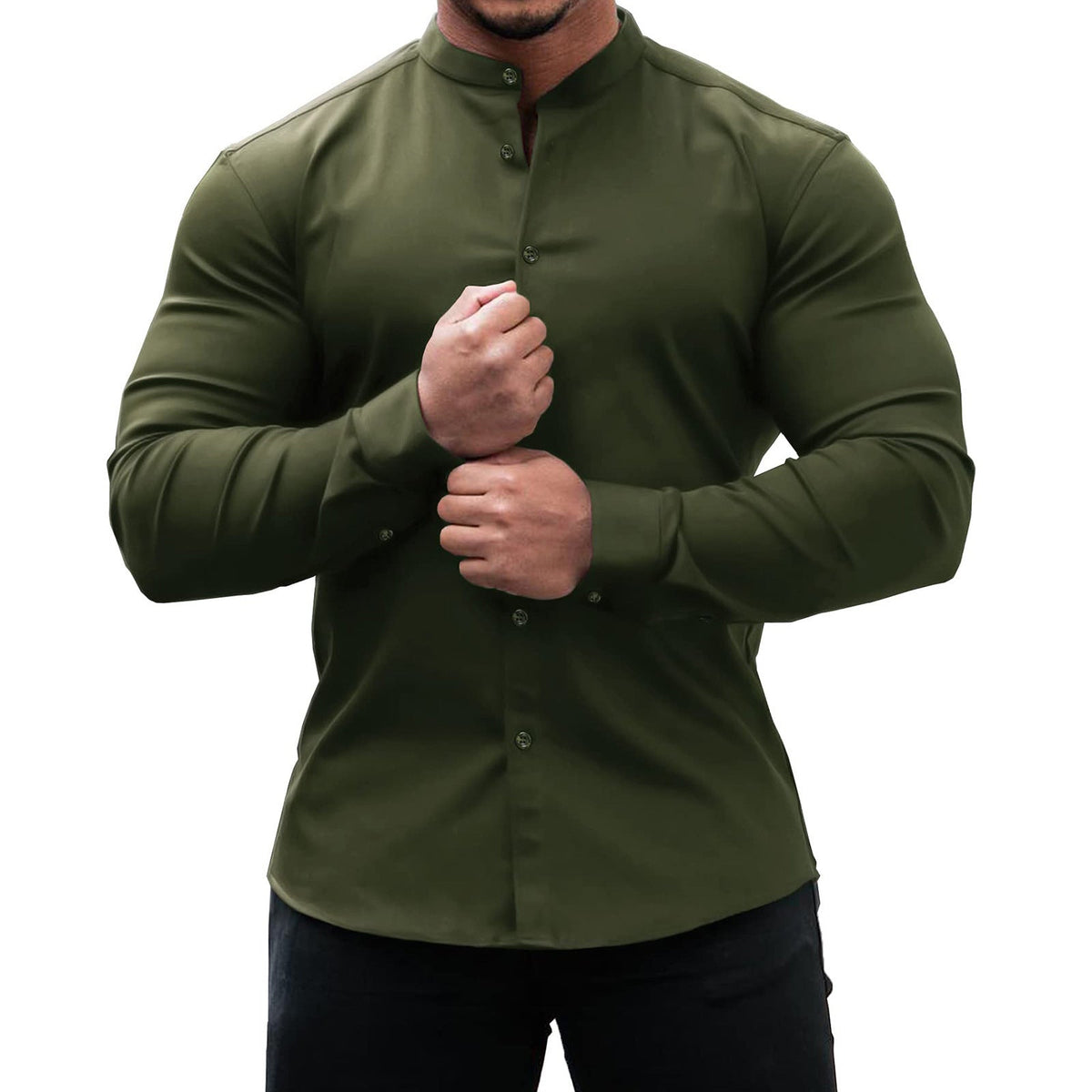 Men's Casual Cotton Button Down Long Sleeve Shirt