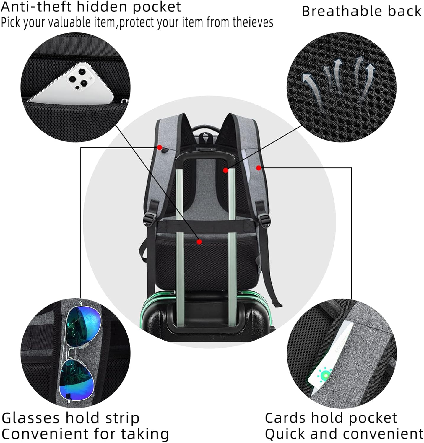 Durable Commuter Laptop Bag with USB Charger & Multiple Pockets