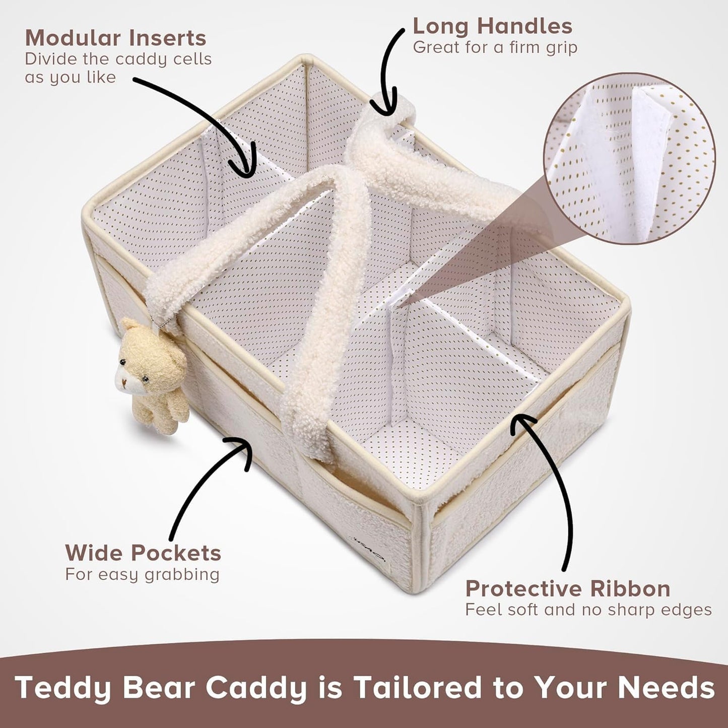 Soft Baby Diaper Storage Basket with Pockets