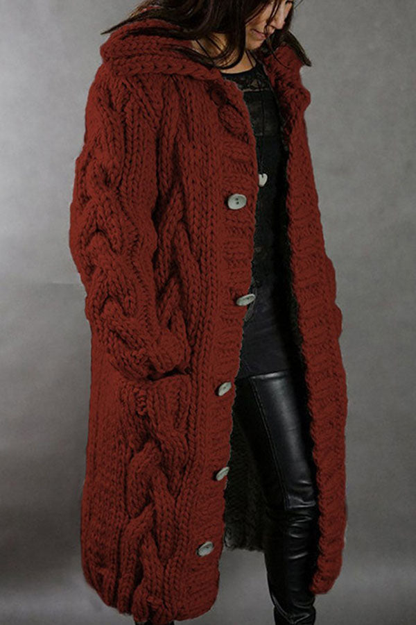 Oversized Hooded Cardigan Jacket with Pockets