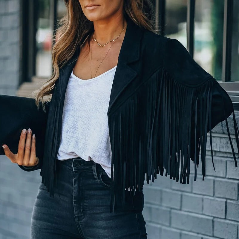 Tassel Trimmed Biker Jacket
