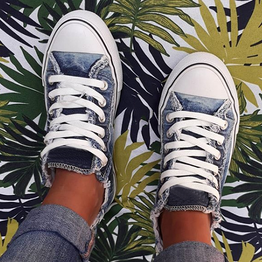 Women's Sneakers Floral Lace-up Canvas Shoes