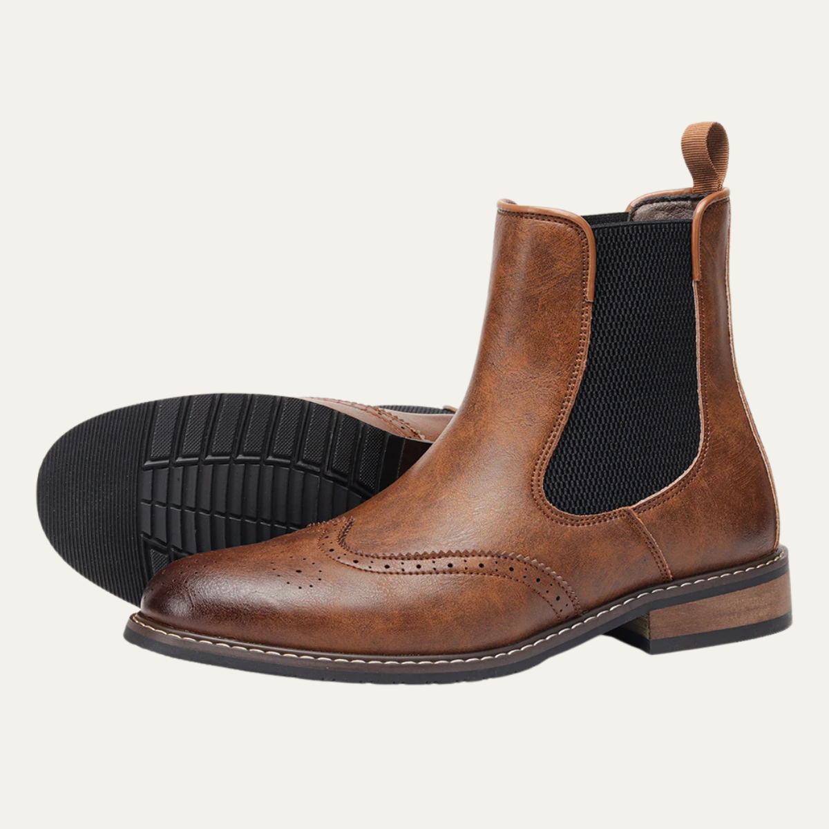 Flexible Sided Leather Chelsea Ankle Boots for Men