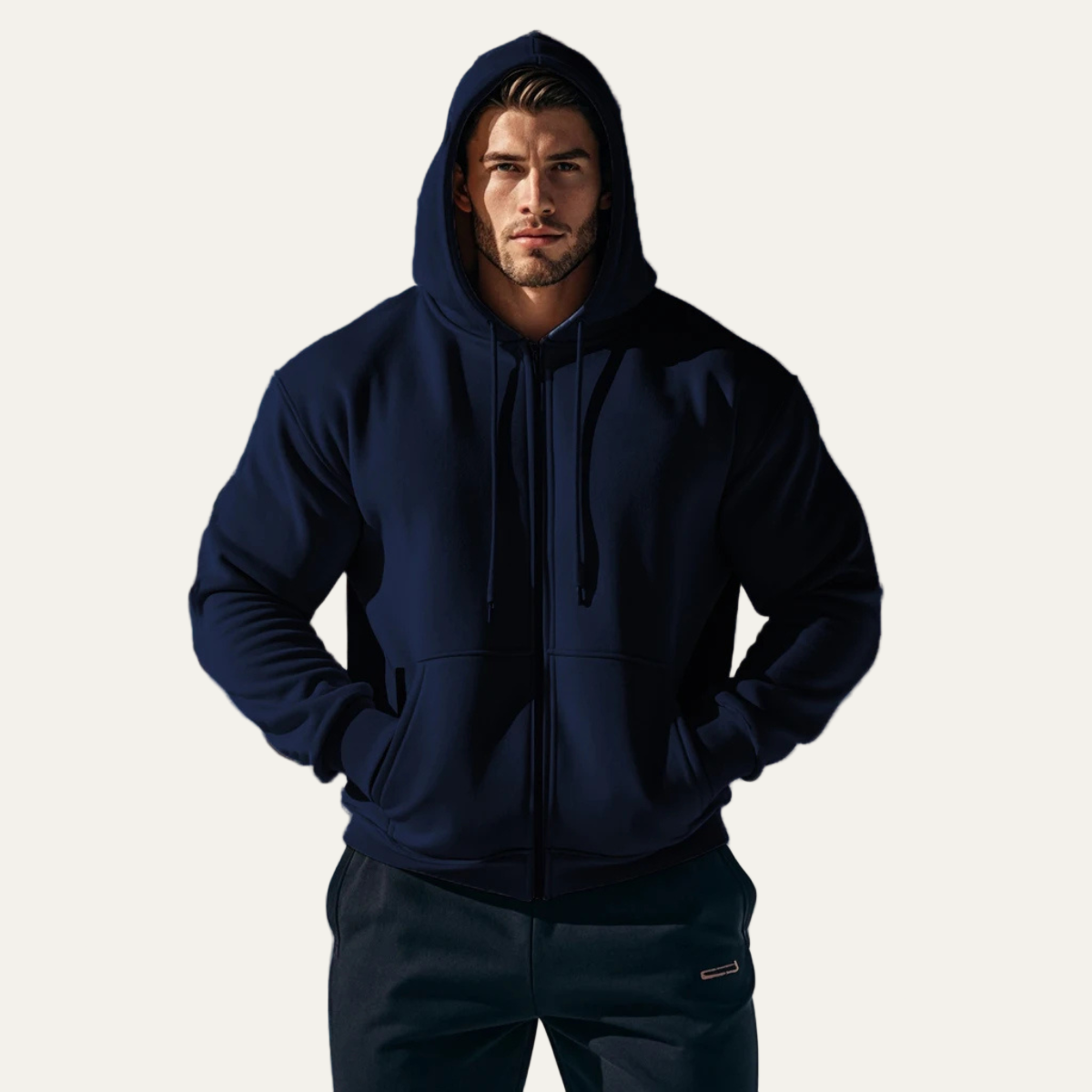 Men's Cozy Textured Bomber Jacket with Pocket Details