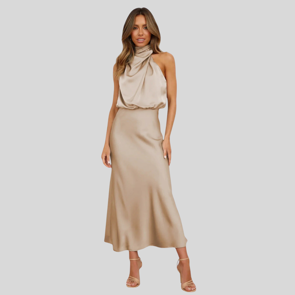 Elegant Satin Neckline Party Dress