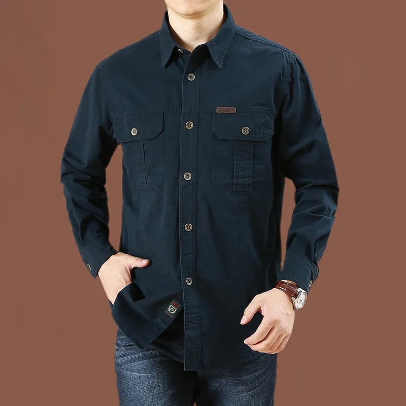 Comfortable Casual Button Down Work Shirt with Pockets