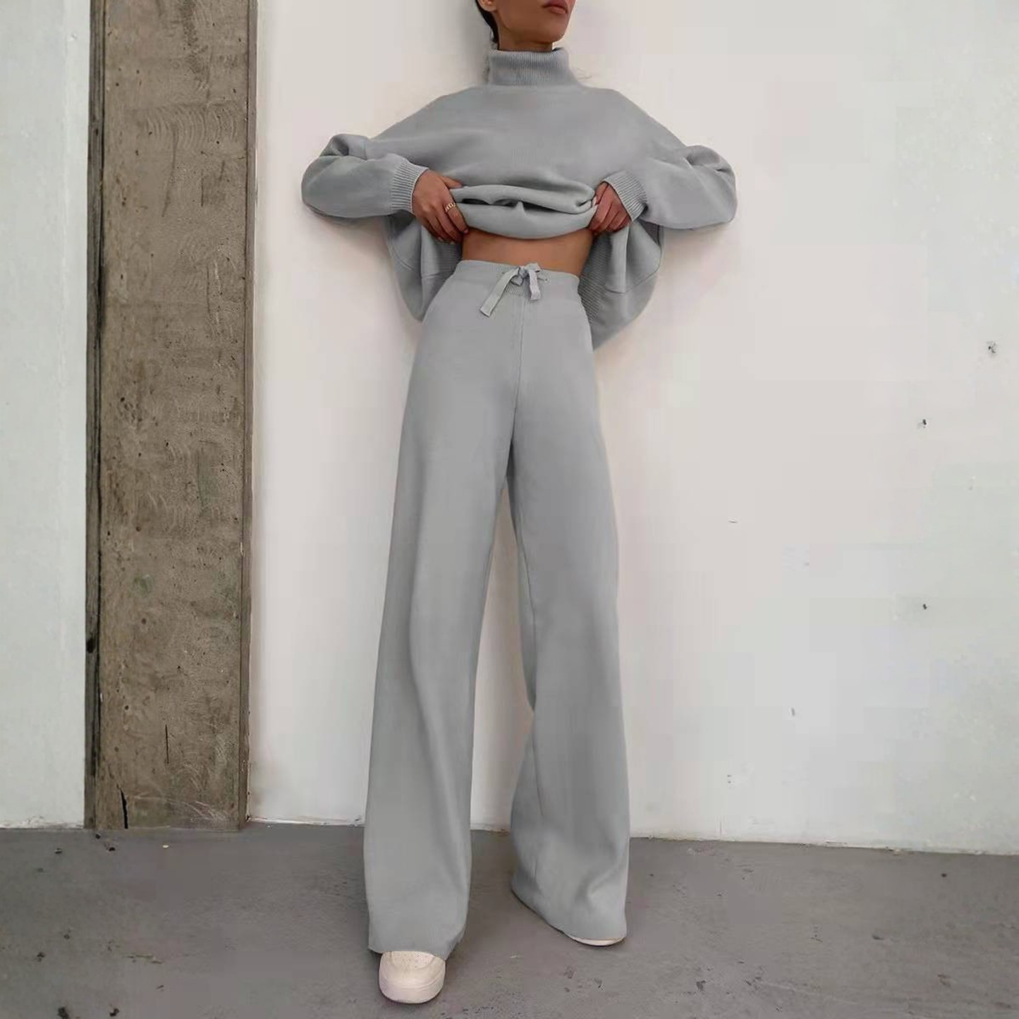 Soft Long Sleeve Turtleneck Sweater and Pant Set
