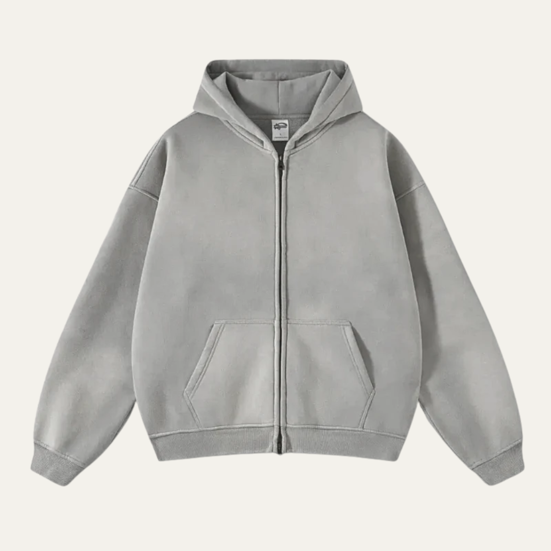 Casual Fit Full Zip Hooded Sweater