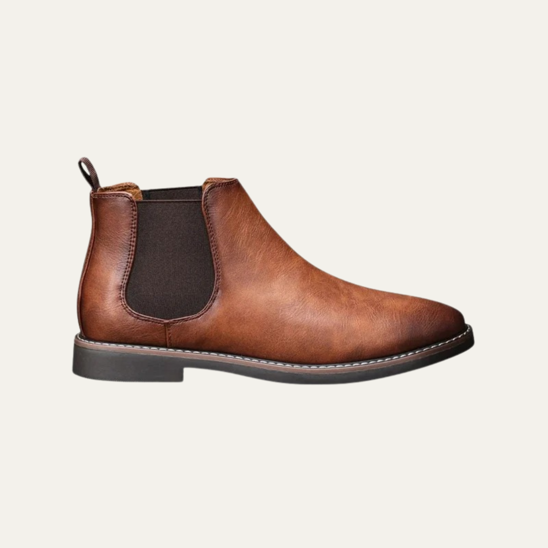 Men's Brown Faux Leather Chelsea Ankle Boot
