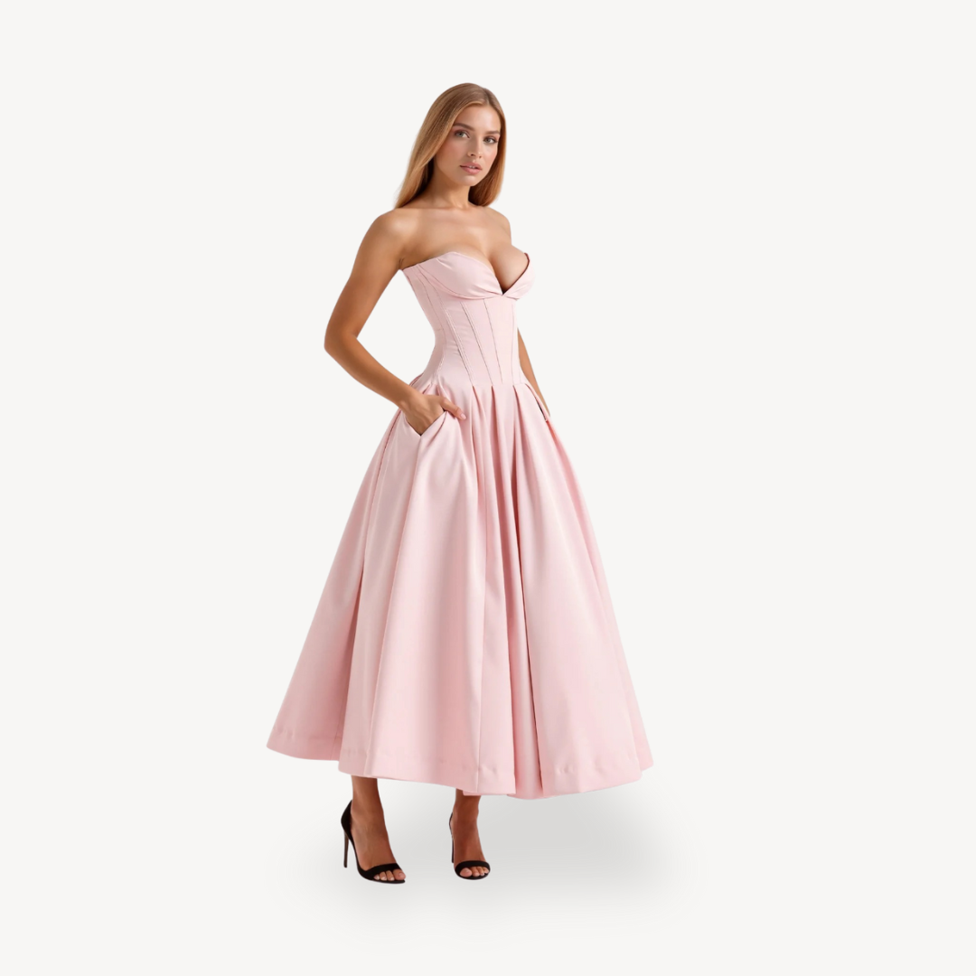 Sleeveless Lace Up Fitted Waist Dress