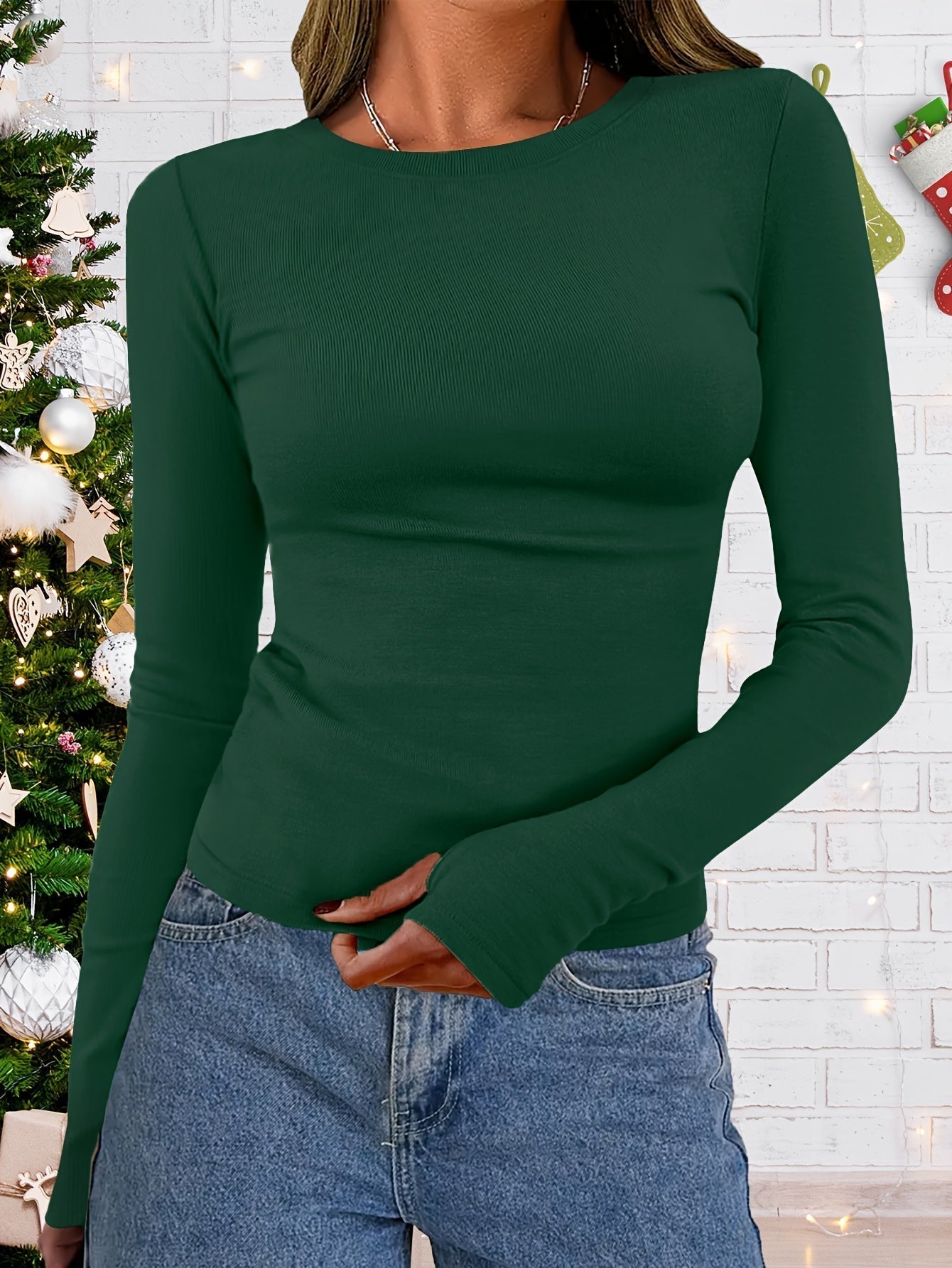 Women's Classic Round Neck Winter Sweater Top