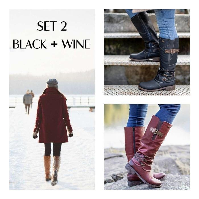 Women’s Vintage Leather Zipper High Snow Boots