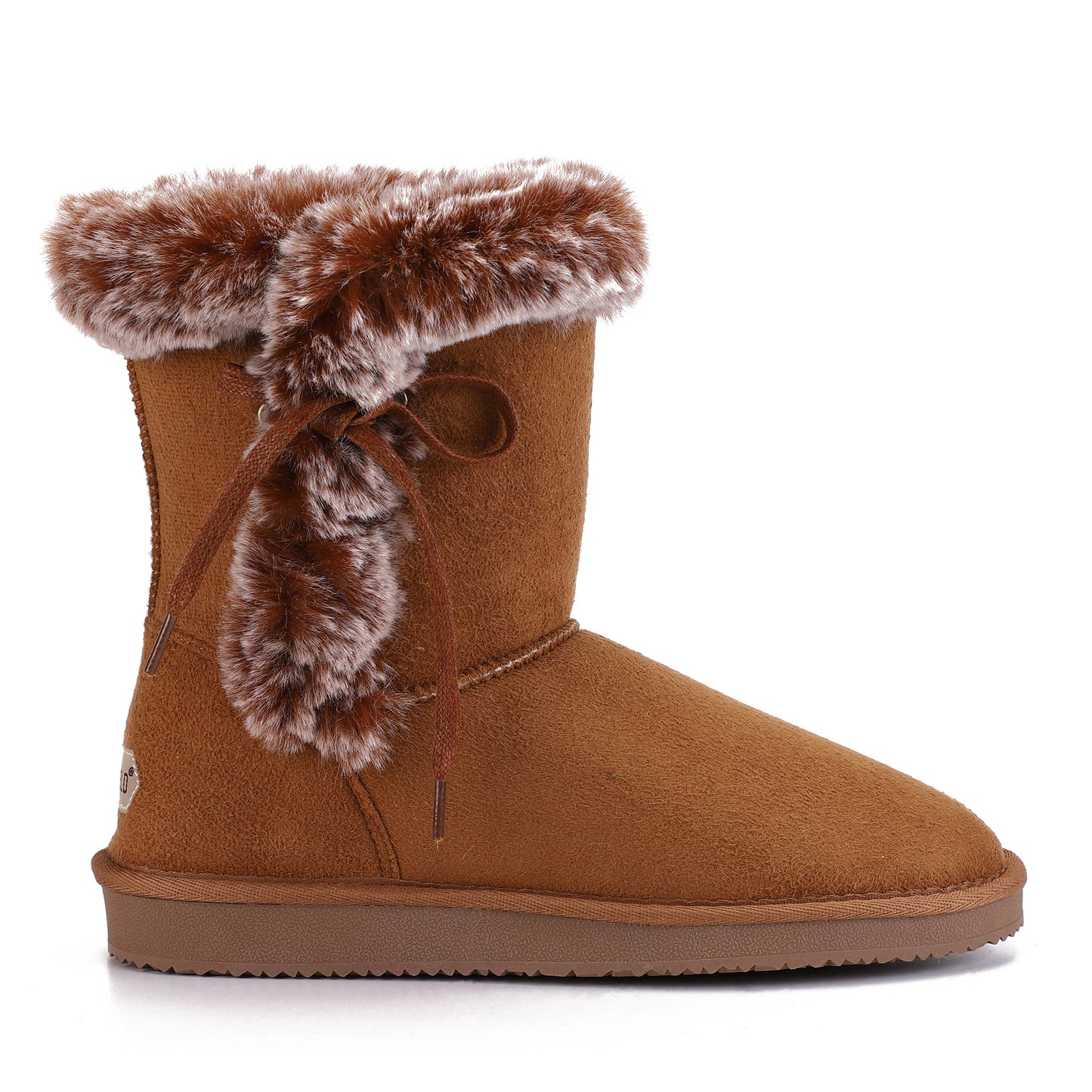 Non Slip Snow Short Booties Side Lace Up Faux Fur Ankle Boots