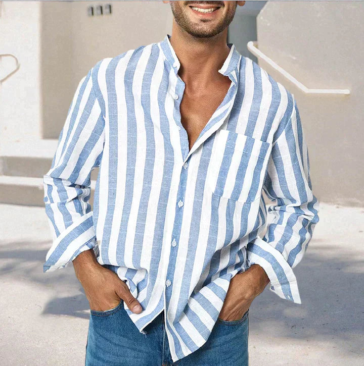 Relaxed Fit Breathable Striped Men's Shirt