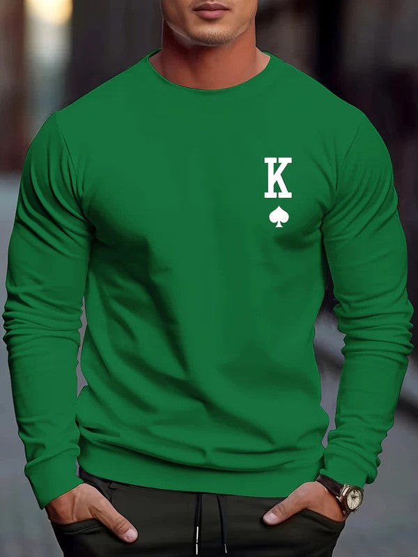 Warm Spade Print Mens Winter Hoodie
