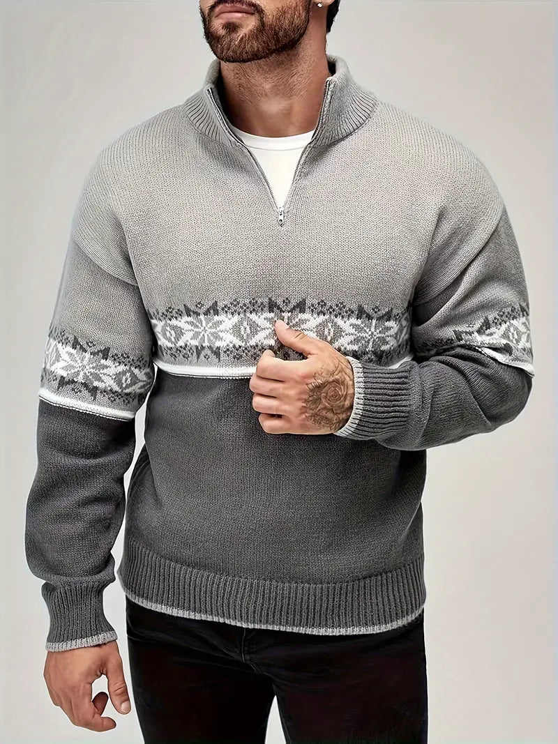 Light Grey Mens Quarter Zip Jumper - OutfitLondon