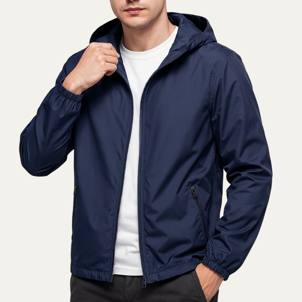 Men's Water Resistant Full Zip Hooded Jacket