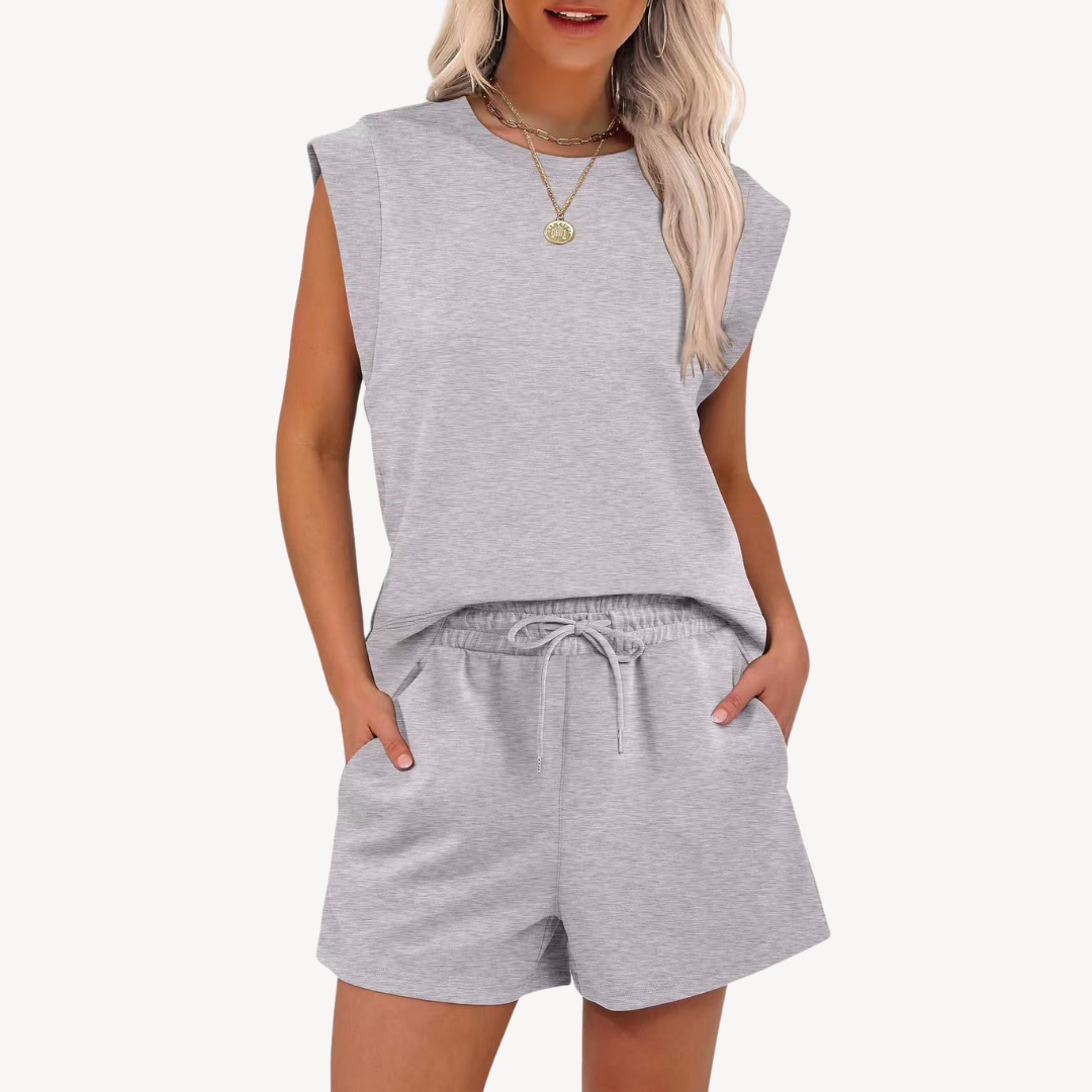 Relaxed Fit Ladies Cotton Shorts Set