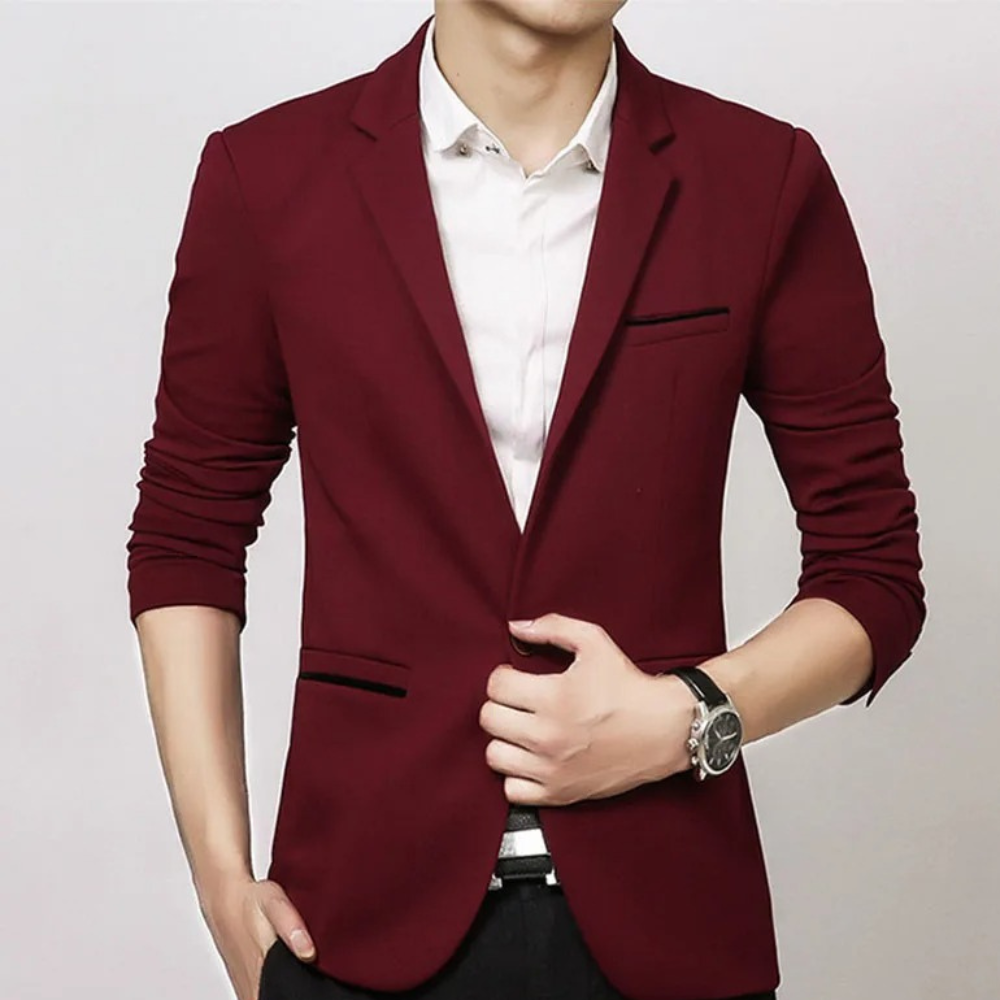 Simple Slim Fit Mens Blazer with Side Pockets
