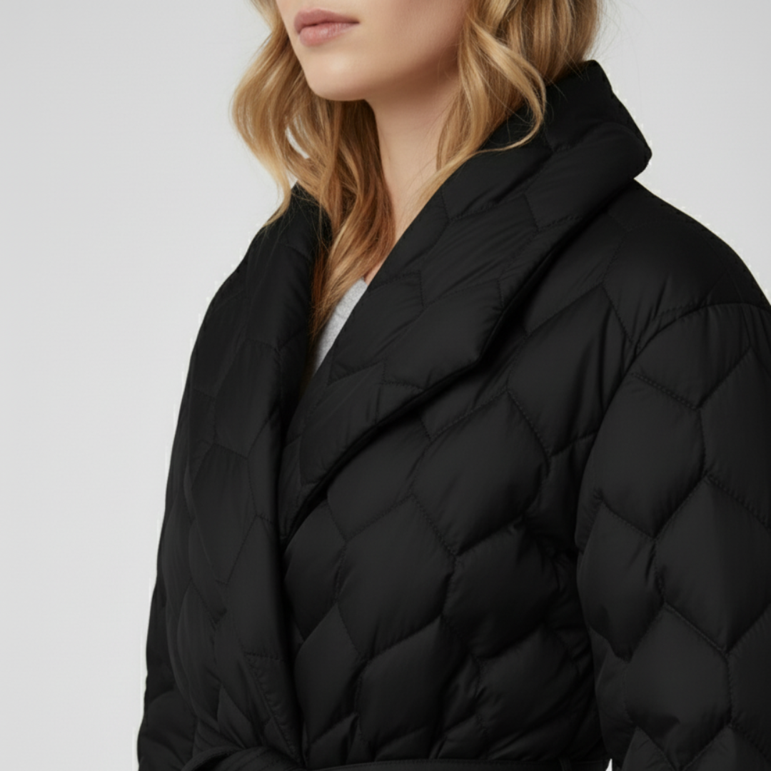 Warm Women's Down Parka Jacket with Belt
