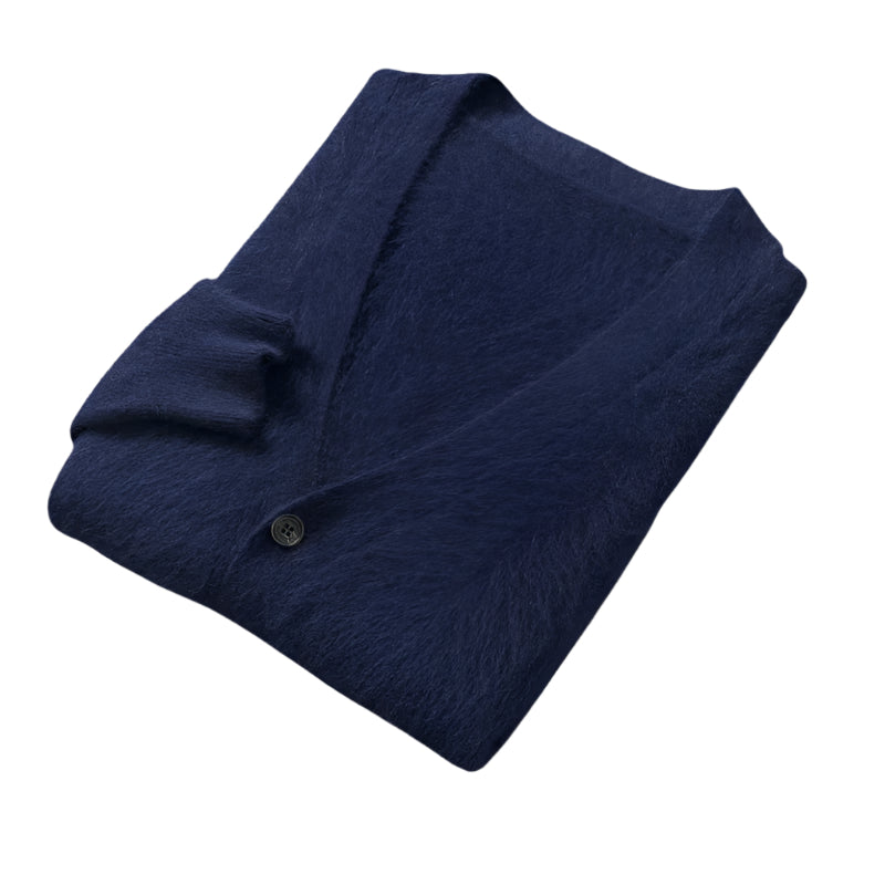 Soft Men's Button Front Crew Neck Sweater Cardigan
