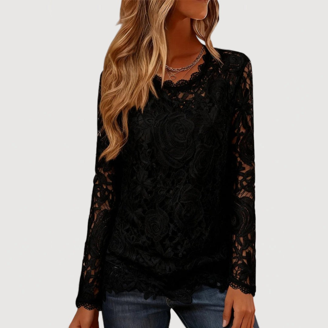 Delicate Lace Trim Women's Blouse