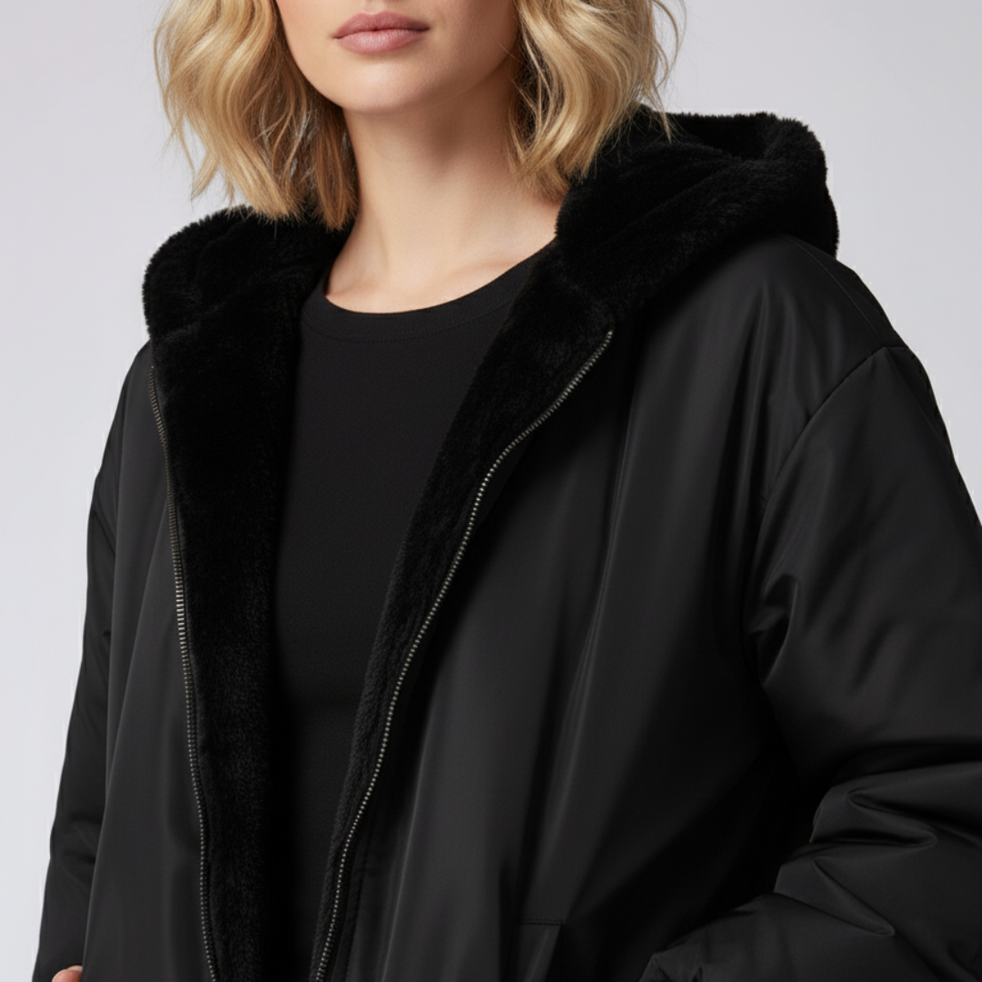 Warm Reversible Puffer Jacket for Women
