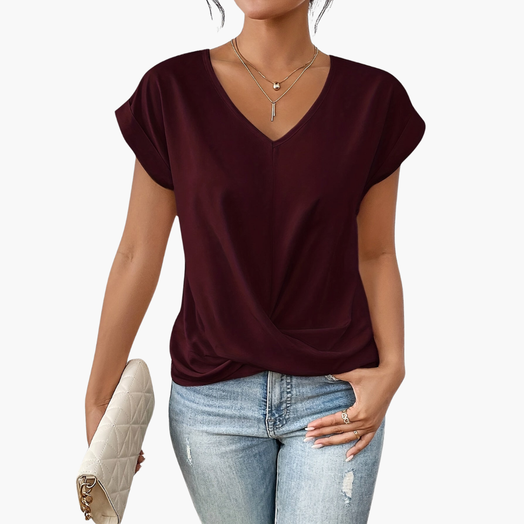 Relaxed Fit Womens Tee with Sweetheart Neckline