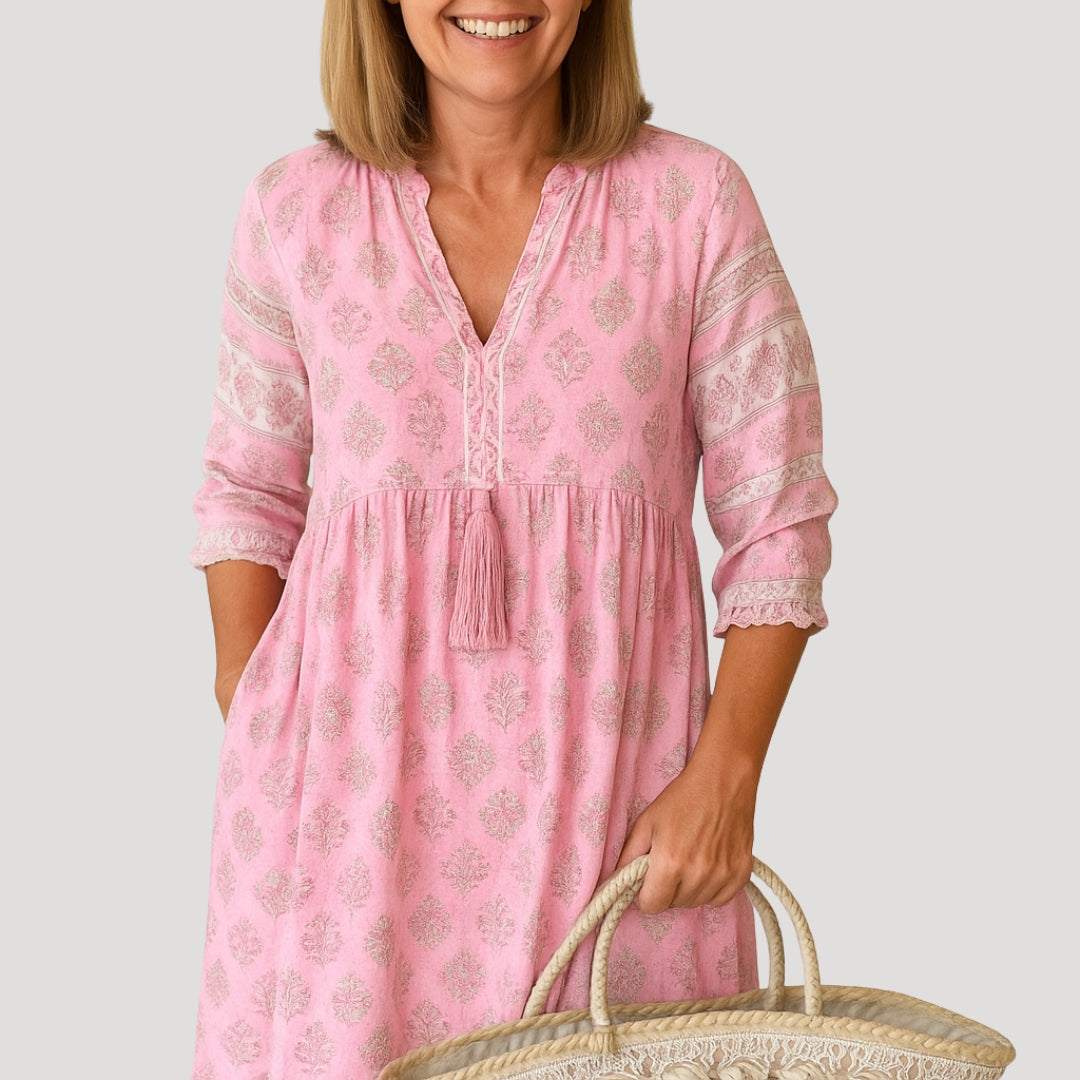 Relaxed Summer Midi Dress for Women with Pockets