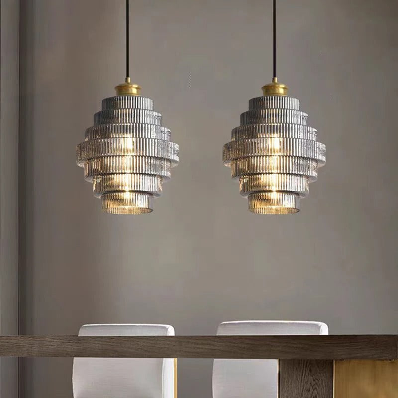 Elegant Multi-Level Gold Pendant Lamp