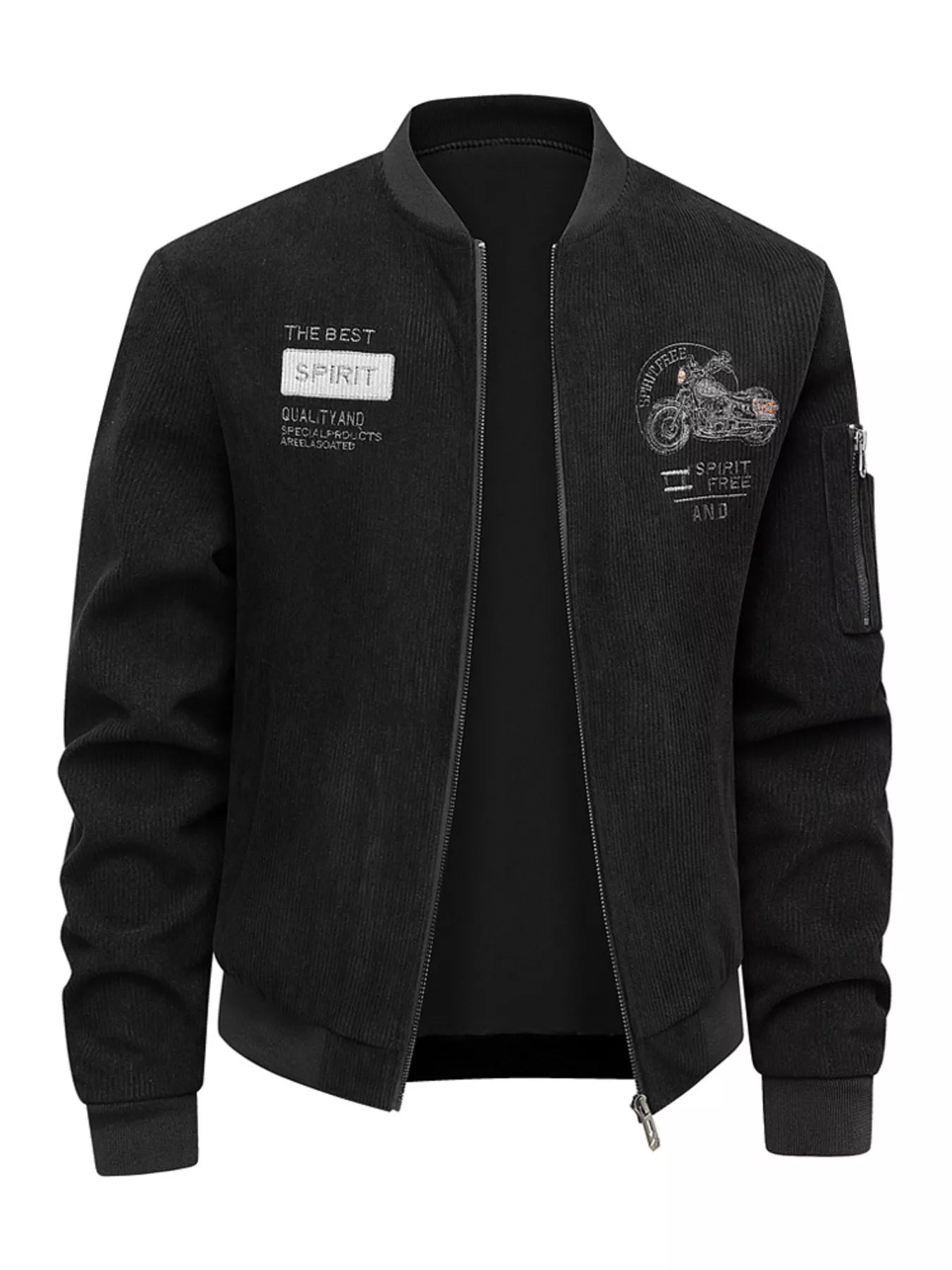 Large Size Fleece Lined Bomber Jacket - OutfitLondon