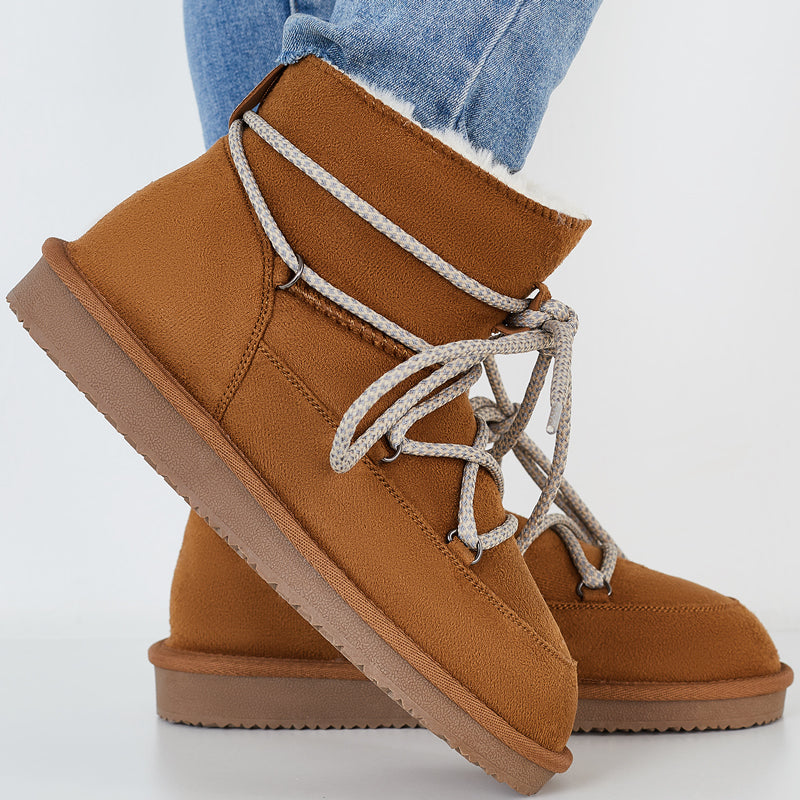 Lace Up Ankle Snow Boots Non Slip Warm Winter Booties