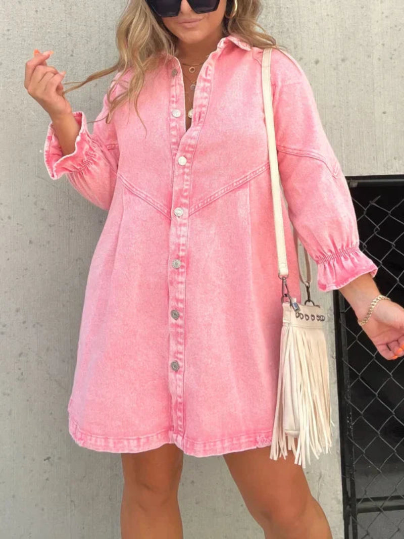 Relaxed Fit Ladies Blue Denim Sundress - OutfitLondon