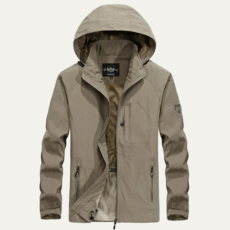 Waterproof Men's Windbreaker Jacket with Removable Hood