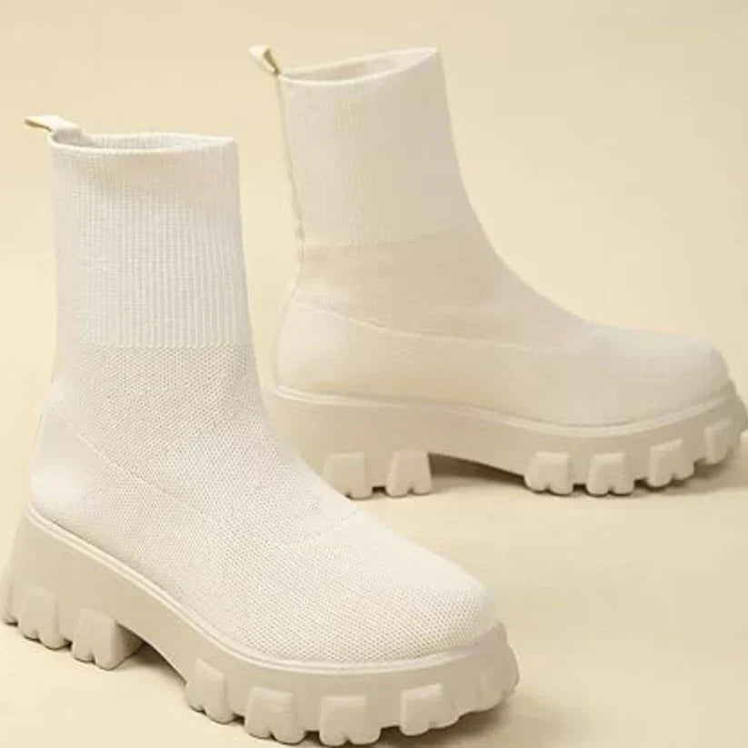 Chic Knit Low Heel Boots