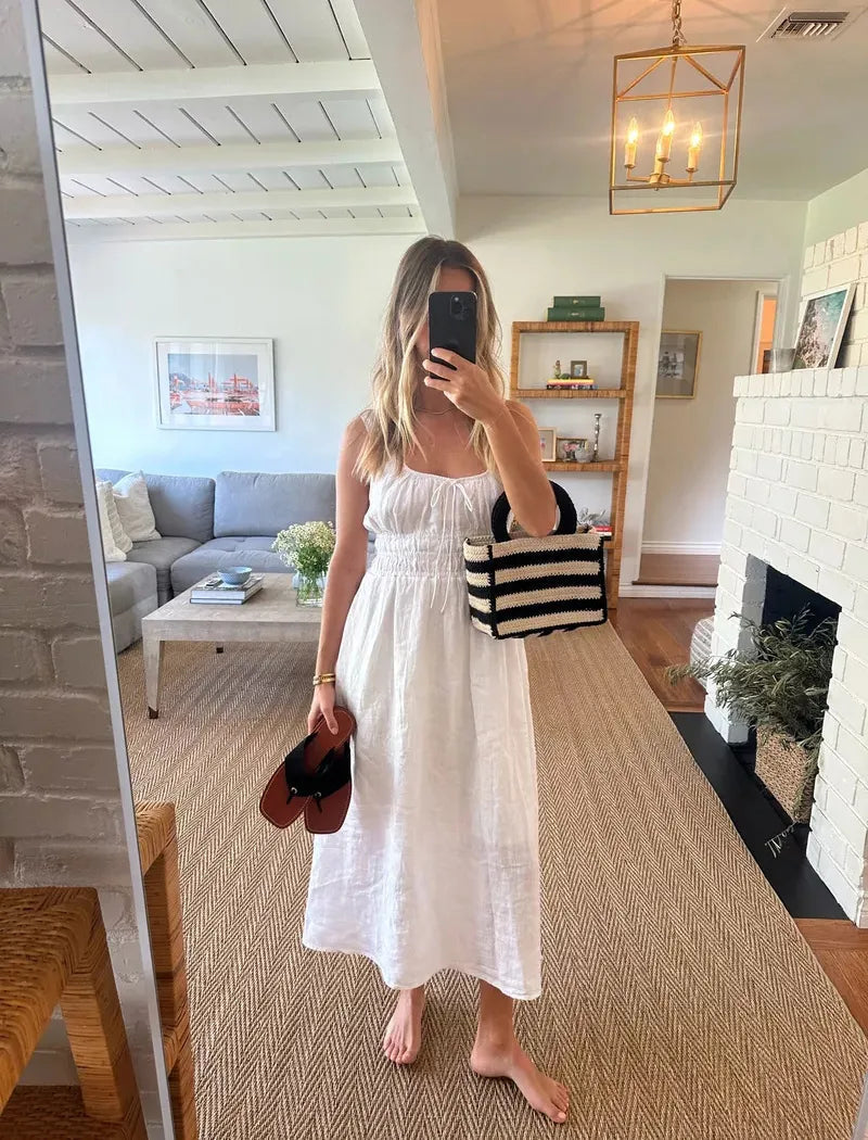 Breathable Relaxed Fit Linen Sundress for Women